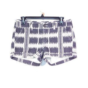 American Eagle Womens Casual Chino Midi Shorts Gray & White Stretch Low Rise